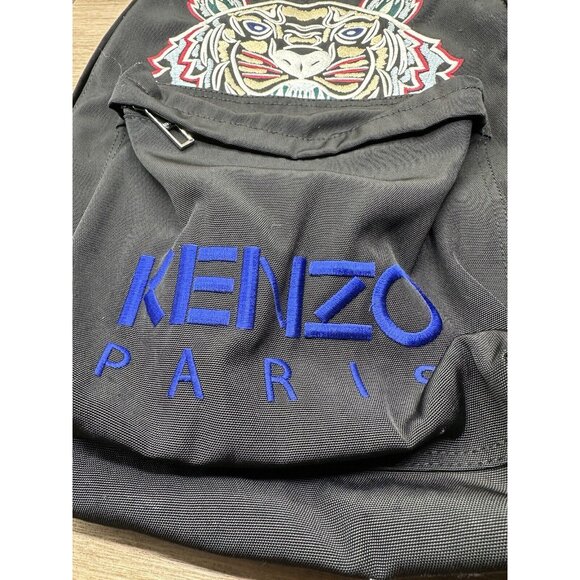 Kenzo Paris Logo Backpack Nylon Black colorful Tiger embroidery